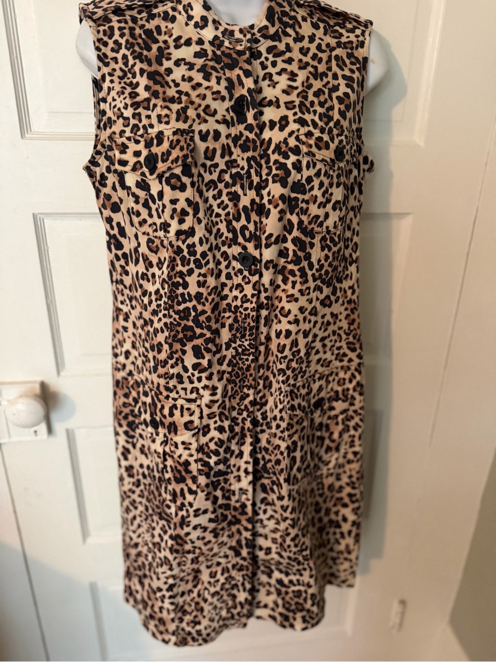 Nina Leonard Leopard Print Midi Dress in Tan and Black